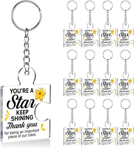Set of 12 Inspirational End of Year Student Gifts from Teacher Bulk Gift Set Acrylic Keyrings Puzzle Piece Keychains in Saudi Arabia