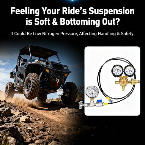 طقم تعبئة الصدمات بالنيتروجين مع مقياس النيتروجين 700 رطل لكل بوصة مربعة بدون فقدان شريدر تشاك متوافق مع الصدمات مع صمام شريدر على الدراجة على الطرق الوعرة، ATV، UTV والسيارات، كاواساكي، هوندا، يامادا in Kuwait