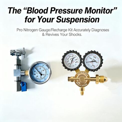 طقم تعبئة الصدمات بالنيتروجين مع مقياس النيتروجين 700 رطل لكل بوصة مربعة بدون فقدان شريدر تشاك متوافق مع الصدمات مع صمام شريدر على الدراجة على الطرق الوعرة، ATV، UTV والسيارات، كاواساكي، هوندا، يامادا in Kuwait