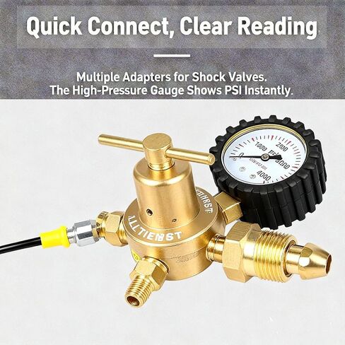 طقم تعبئة الصدمات بالنيتروجين مع مقياس النيتروجين 700 رطل لكل بوصة مربعة بدون فقدان شريدر تشاك متوافق مع الصدمات مع صمام شريدر على الدراجة على الطرق الوعرة، ATV، UTV والسيارات، كاواساكي، هوندا، يامادا in Kuwait