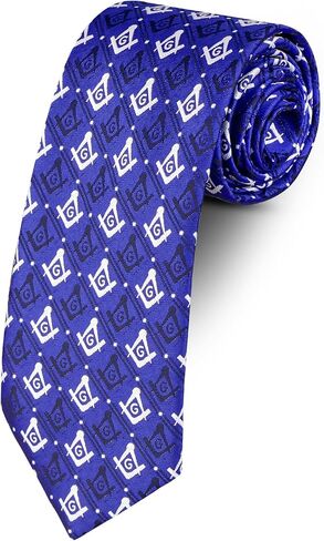 Masonic Regalia Craft Masons Neck knitted Woven Silk Tie with square and compass black/White/Blue in Saudi Arabia