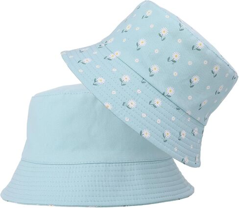 Cute Flowers Bucket Hats for Women, Fashion Sun Beach Fisherman Hats Reversible Double Side Wear Green in Saudi Arabia
