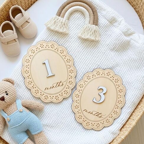 Baby Girl Monthly Milestone Signs, 1-12 Monthly Baby Milestone Girl, Newborn Photography Props Double-Sided, Nursery Decor for Girls (M03) in Kuwait