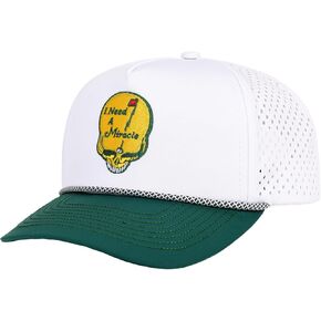 Funny Skull Golf Hats for Men 2026 White and Green Dad Golf hat Baseball Cap, Breathable Perforated Adjustable Rope Snapback Cap - Breathable for Men & Women in Saudi Arabia