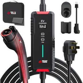 شاحن EV المستوى 2 40A - J1772 قابس Nema 14-50P | كابل 25 قدم| محول Nema 5-15P إلى 14-50R|محطة شحن منزلية محمولة| in Kuwait