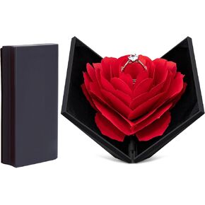 صندوق حلقي مبتكر، علبة حلقية صغيرة لاقتراح الخطوبة وحفلات الزفاف وهدية عيد الميلاد وعرض المجوهرات وعرض تخزين منظم حامل الصدر، صندوق خاتم الورد مفاجأة حامل تخزين المجوهرات in Kuwait