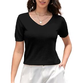 سترة نسائية من DAIMIDY مصنوعة من القطن برقبة على شكل حرف V وأكمام قصيرة كاجوال وخفيفة الوزن ومتماسكة وناعمة in Kuwait