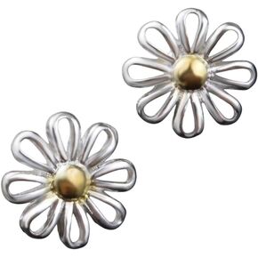Pretty Sterling Silver & Gold Plated 2-Tone Daisy Flower Stud Earrings Modern Classic Minimalist Jewelry Design Delicate Accessories for Everyday Style Stylish Pieces for Effortless Looks in Kuwait