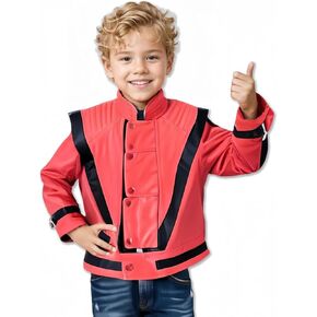 Child Size Kids Boys Costumes Halloween Performance Red Leather Jacket - School Talent Show for Zombie in Kuwait