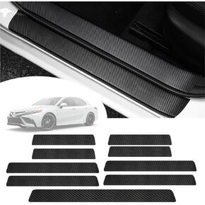 واقي عتبة باب السيارة متوافق مع Toyota Camry 2025-2019 LE XSE XLE SE Sedan Prime - ملصق حماية عتبة ألياف الكربون المضاد للخدش وواقي حافة دخول الجذع والباب (9 قطع) in Kuwait