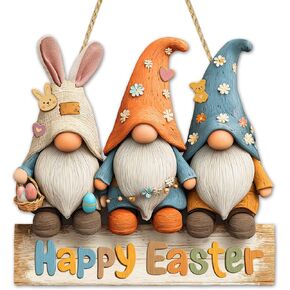 ديكورات باب عيد الفصح الخشبية - لافتة باب عيد الفصح السعيد - لوحة لجدار المنزل ونافذة إكليل المزرعة وديكورات الربيع الداخلية والخارجية in Kuwait