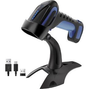 Tera Barcode Scanner Wireless 2D QR with Stand: Pro Version Battery Level Indicator 2500mAh Industrial Grade Bar Code Reader 3-in-1 Works with Bluetooth 2.4G USB Wired 8100 Dark Blue in Kuwait