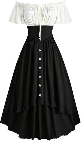 ROSE GAL Plus Size Medieval Renaissance Costume Women Ren Faire Victorian Corset Dress Off Shoulder Short Sleeves Dress in Saudi Arabia