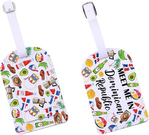 Dominican Republic Trip Icons Luggage Tag Dominican Culture Lover Purse Info Tag Honeymoon Getaway Baggage Tag for Tourist (DomRepublicTag-US) in Saudi Arabia