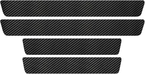 4 PCS Car Door Sill Protector, 3D Carbon Fiber Anti-Scratch Auto Threshold Cover Strips, Waterpoof Welcome Pedal Protection Sticker, Universal for Cars, Trucks, SUVs (Black) in Saudi Arabia