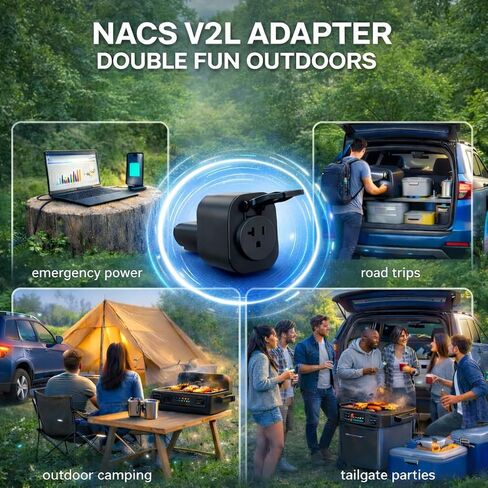 NACS V2L Adapter,for 2026+ Kia EV3/5/6/9,2025+ Hyundai Ioniq 5/6/9,2025+ Genesisi GV60 EVs,MAX 20A,Vehicle to Load Adapter for Non-Tesla EV,Secure Lock,Use for Camp, Trip, Emergency, Outdoor, 0.25kg in Saudi Arabia