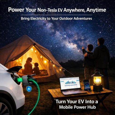 NACS V2L Adapter,for 2026+ Kia EV3/5/6/9,2025+ Hyundai Ioniq 5/6/9,2025+ Genesisi GV60 EVs,MAX 20A,Vehicle to Load Adapter for Non-Tesla EV,Secure Lock,Use for Camp, Trip, Emergency, Outdoor, 0.25kg in Saudi Arabia