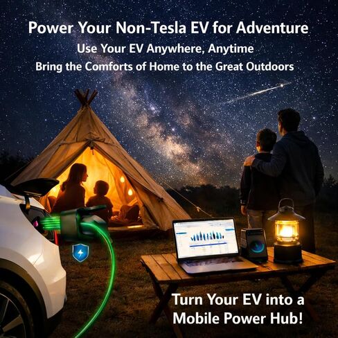 NACS V2L Adapter,for 2026+ Kia EV3/5/6/9,2025+ Hyundai Ioniq 5/6/9,2025+ Genesisi GV60 EVs,MAX 20A,Vehicle to Load Adapter for Non-Tesla EV,Secure Lock,Use for Camp, Trip, Emergency, Outdoor, 0.25kg in Saudi Arabia