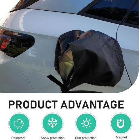 WZP EV Charger Cover, Magnetic Electric Car Charger Plug Cover, Outdoor Waterproof Sun Rain Snow All Weather Protection, Suitable for Steel-Bodied Electric Vehicles (Black) in Saudi Arabia