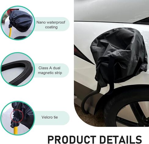 WZP EV Charger Cover, Magnetic Electric Car Charger Plug Cover, Outdoor Waterproof Sun Rain Snow All Weather Protection, Suitable for Steel-Bodied Electric Vehicles (Black) in Saudi Arabia