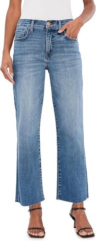 KUT from the Kloth Avery High-Rise Fab Ab Easy Straight Leg Raw Hem in Building in Saudi Arabia