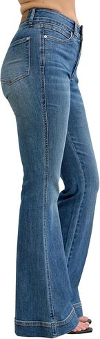 Judy Blue Women's High Rise Tummy Control Double Button Waistband Flare Jeans in Saudi Arabia