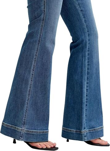 Judy Blue Women's High Rise Tummy Control Double Button Waistband Flare Jeans in Saudi Arabia