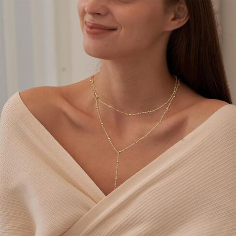 Dainty Long Gold Necklaces for Women, Trendy Y Necklace 14k Gold Pendant Necklace, Simple Gold Drop Necklace Gold Necklaces for Women Gift Jewelry in Saudi Arabia