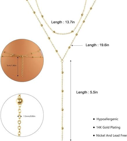 Dainty Long Gold Necklaces for Women, Trendy Y Necklace 14k Gold Pendant Necklace, Simple Gold Drop Necklace Gold Necklaces for Women Gift Jewelry in Saudi Arabia