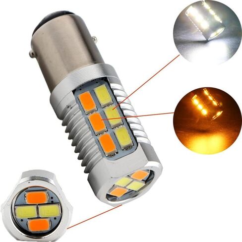 2PCS 1157/Bay15d Smd 5630smd Amber White Switchback LED Turn Signal Light Bulbs in Saudi Arabia