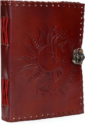 Sun & Moon Emboss journal, 240 Pages journal, Vintage Journal, Sun moon Journal, Leather Sketchbook, Leather Notebook, Leather Journal for Men, Leather Journal for Women (8 x 6 Inch, Bronze Sun & in Kuwait
