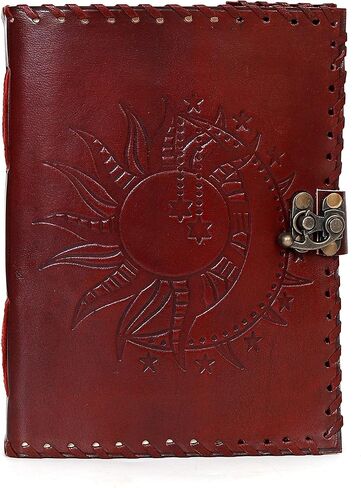 Sun & Moon Emboss journal, 240 Pages journal, Vintage Journal, Sun moon Journal, Leather Sketchbook, Leather Notebook, Leather Journal for Men, Leather Journal for Women (8 x 6 Inch, Bronze Sun & in Kuwait