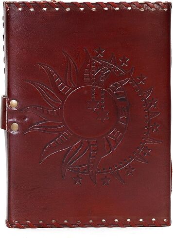 Sun & Moon Emboss journal, 240 Pages journal, Vintage Journal, Sun moon Journal, Leather Sketchbook, Leather Notebook, Leather Journal for Men, Leather Journal for Women (8 x 6 Inch, Bronze Sun & in Kuwait