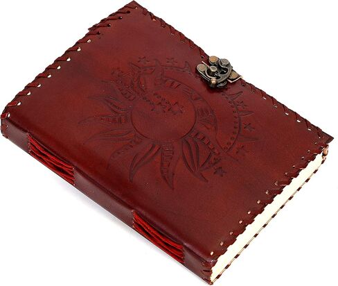 Sun & Moon Emboss journal, 240 Pages journal, Vintage Journal, Sun moon Journal, Leather Sketchbook, Leather Notebook, Leather Journal for Men, Leather Journal for Women (8 x 6 Inch, Bronze Sun & in Kuwait
