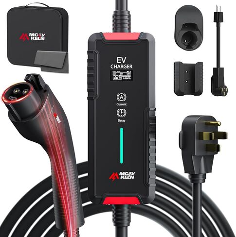 شاحن EV المستوى 2 40A - J1772 قابس Nema 14-50P | كابل 25 قدم| محول Nema 5-15P إلى 14-50R|محطة شحن منزلية محمولة| in Kuwait