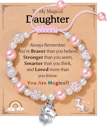 HGDEER Adjustable Unicorn Bracelet for Granddaughter Daughter Niece, Birthday Christmas Valentines Day Gifts for Little Girls Kids in Saudi Arabia