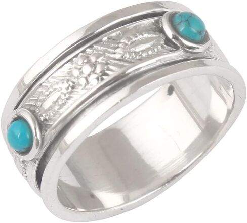 الفيروز سبينر التأمل الدائري الفضة الاسترليني اليدوية جولة الفيروز الدائري فيدجيت سبينر in Kuwait