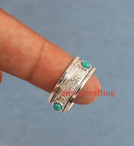 الفيروز سبينر التأمل الدائري الفضة الاسترليني اليدوية جولة الفيروز الدائري فيدجيت سبينر in Kuwait