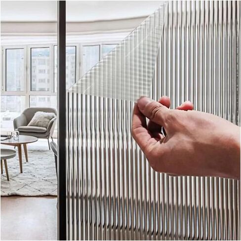 3D Fluted Glass Window Film 35.4 x 196.8 Inch Static Cling Window Privacy Film Decorative Window Reeded Glass Film - Heat Control & UV Blocking in Saudi Arabia