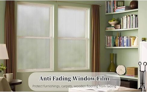 3D Fluted Glass Window Film 35.4 x 196.8 Inch Static Cling Window Privacy Film Decorative Window Reeded Glass Film - Heat Control & UV Blocking in Saudi Arabia