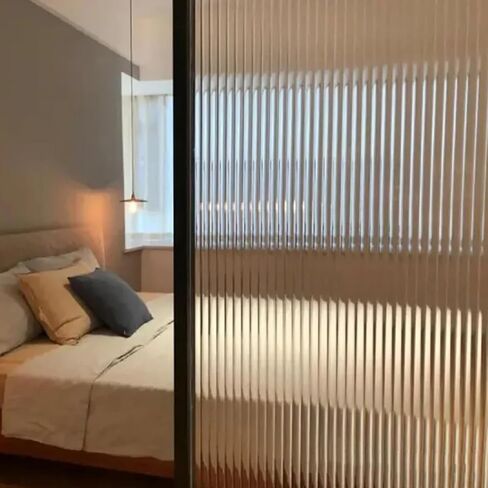 3D Fluted Glass Window Film 35.4 x 196.8 Inch Static Cling Window Privacy Film Decorative Window Reeded Glass Film - Heat Control & UV Blocking in Saudi Arabia
