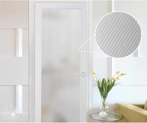 3D Fluted Glass Window Film 35.4 x 196.8 Inch Static Cling Window Privacy Film Decorative Window Reeded Glass Film - Heat Control & UV Blocking in Saudi Arabia