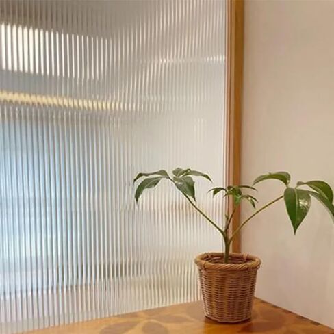 3D Fluted Glass Window Film 35.4 x 196.8 Inch Static Cling Window Privacy Film Decorative Window Reeded Glass Film - Heat Control & UV Blocking in Saudi Arabia