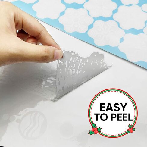 195 قطعة من ملصقات النوافذ الملتصقة برقائق الثلج لعيد الميلاد، ملصقات نافذة عيد الميلاد 8 ورقات in Kuwait