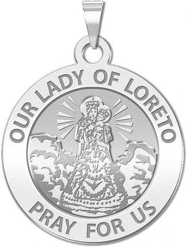 PicturesOnGold.com Our Lady of Loreto Religious Medal - 1 Inch Size of a Quarter -Sterling Silver in Saudi Arabia