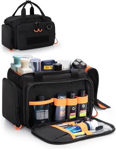 Tactical Travel Toiletry Bag for Men, Extra Large Dopp Kit Organizer with Dual Way Zippers, Travel Hygiene Bag for Shaving Grooming Bathroom Essentials, Black (Empty Bag) in Saudi Arabia