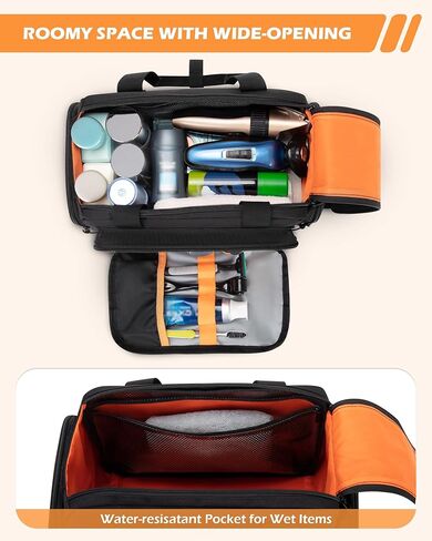 Tactical Travel Toiletry Bag for Men, Extra Large Dopp Kit Organizer with Dual Way Zippers, Travel Hygiene Bag for Shaving Grooming Bathroom Essentials, Black (Empty Bag) in Saudi Arabia