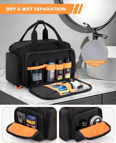 Tactical Travel Toiletry Bag for Men, Extra Large Dopp Kit Organizer with Dual Way Zippers, Travel Hygiene Bag for Shaving Grooming Bathroom Essentials, Black (Empty Bag) in Saudi Arabia