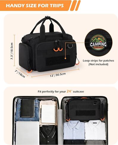 Tactical Travel Toiletry Bag for Men, Extra Large Dopp Kit Organizer with Dual Way Zippers, Travel Hygiene Bag for Shaving Grooming Bathroom Essentials, Black (Empty Bag) in Saudi Arabia