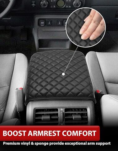 Auto Center Console Armrest Covers for Honda Ridgeline 2006-2014, Vinyl Leather Arm Rest Covering Middle Console Cushion Pad, Anti-Scratch, Interior Accessories, Black in Kuwait